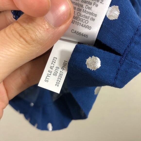 NWT J. Crew Ruffle Flutter Sleeve Metallic Polka Dot Top - foil Indigo Silver - Picture 7 of 10